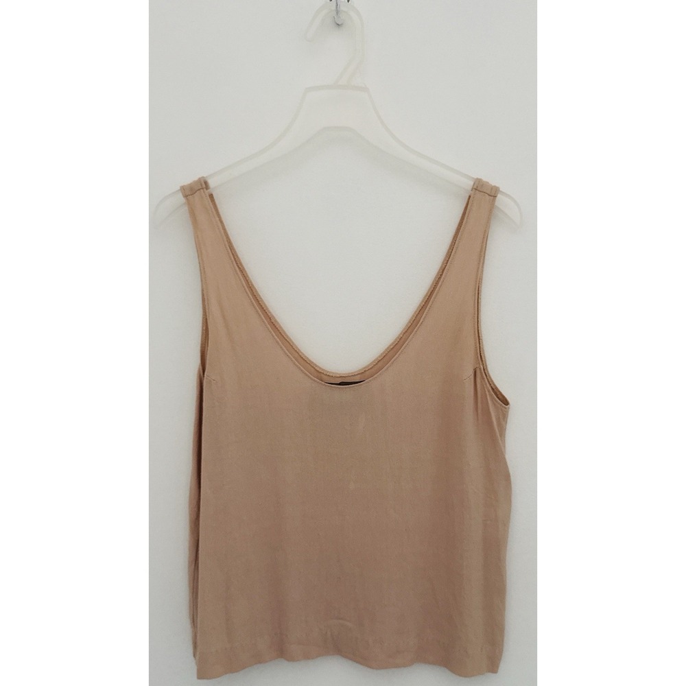 REFORMATION Tank-Top Womens XS Beige Pull-On V-Neck Crop Viscose/Rayon Lagenlook